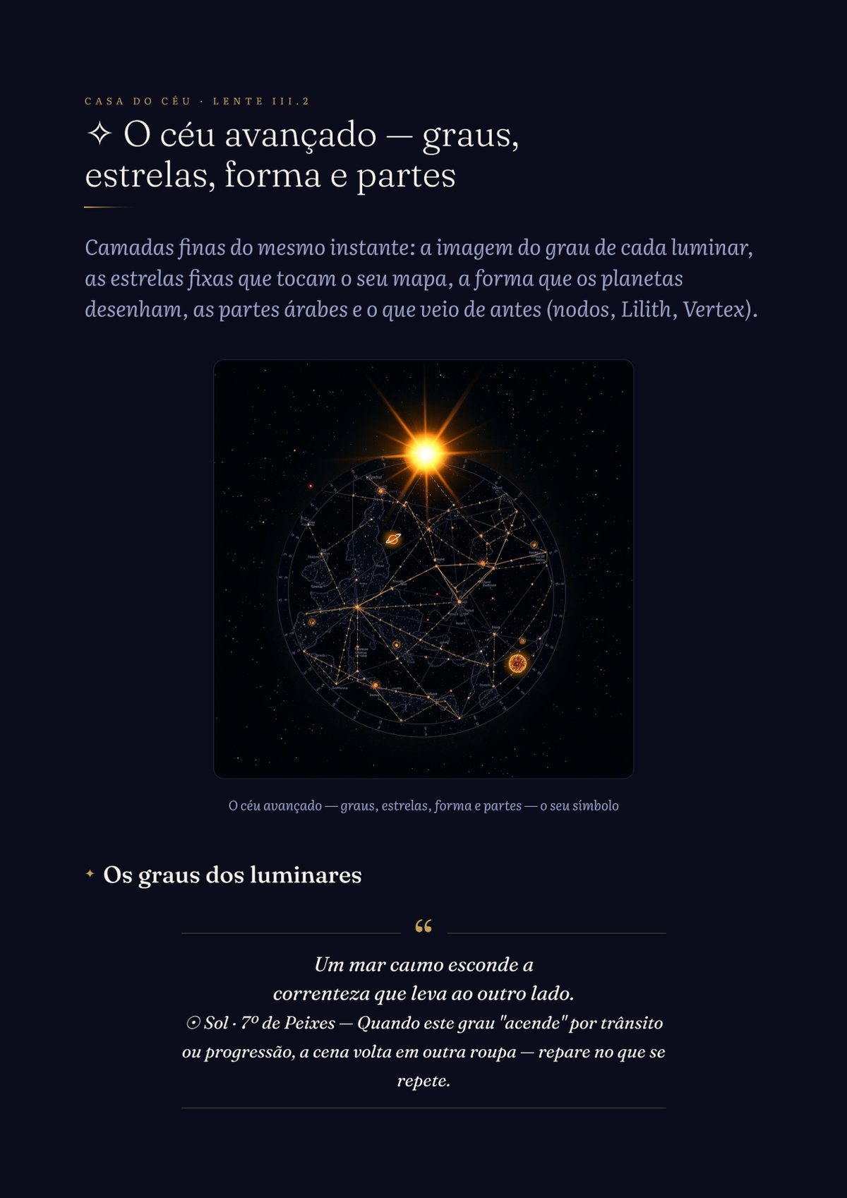 The advanced sky: degrees, fixed stars, chart shape